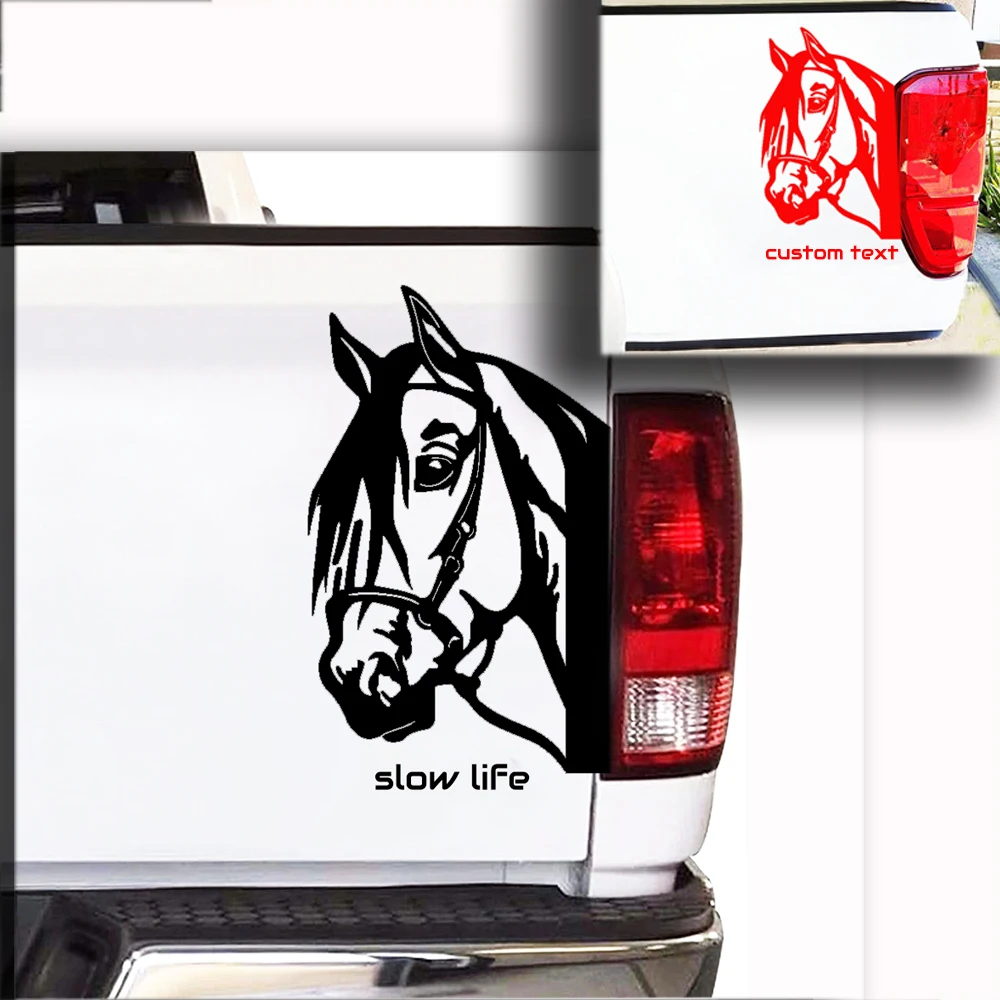 CUSTOM TEXT HORSE HEAD SHOW Decal Horses Decal Car Truck Trailer Window door Pickup Trucks Rear Car Stickers