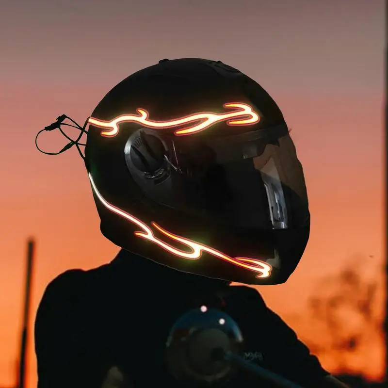 

4 in 1 Motorcycle Helmet LED Light Night Riding Warning Light EL Waterproof Sticker Helmet Light Bar Decorative Accessories