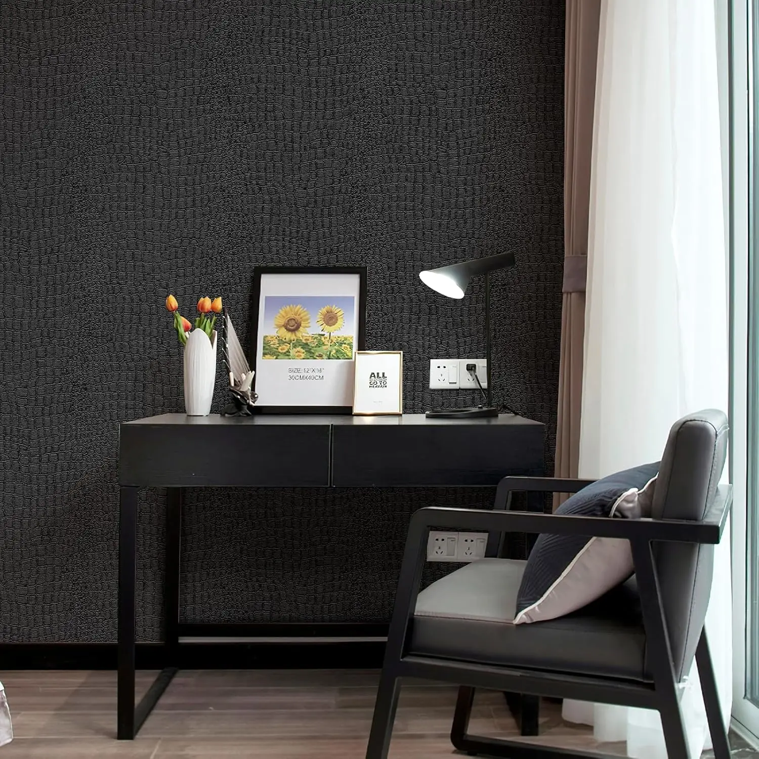 

Zeeko Peel and Stick Wallpaper 23.6"x400" Removable Crocodile Embossed Contact Paper for Cabinet Bedroom Bathroom