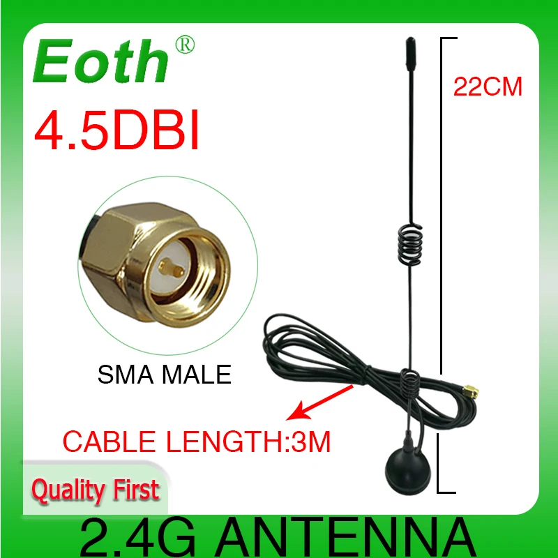 EOTH 1 2 4pcs 2.4g antenna 4.5dbi sma male wlan wifi 2.4ghz antene ipex 1 SMA female pigtail Extension Cable iot module antena