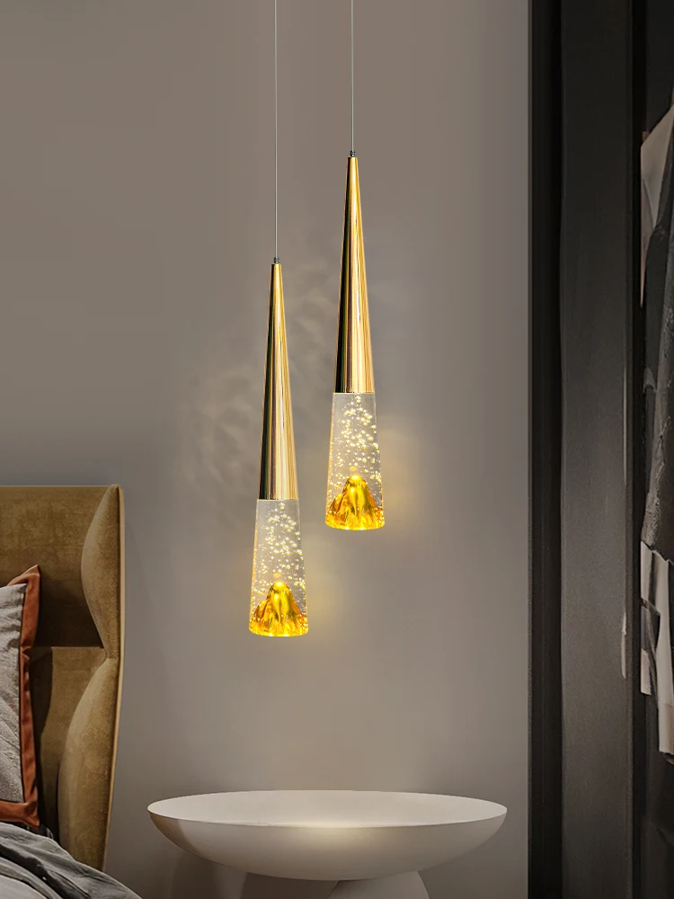 Art Salon Bar Golden Mountain bubble Crystal Chandelier Lighting Luxury Nordic Bedside showcase cord pendant LED Spotlight