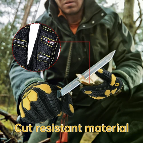 Imagen 2 del producto HANDLANDY Guantes de trabajo resistentes, corte 6 guantes de trabajo de protección contra impactos de seguridad guantes mecánicos de pantalla táctil antiabrasión