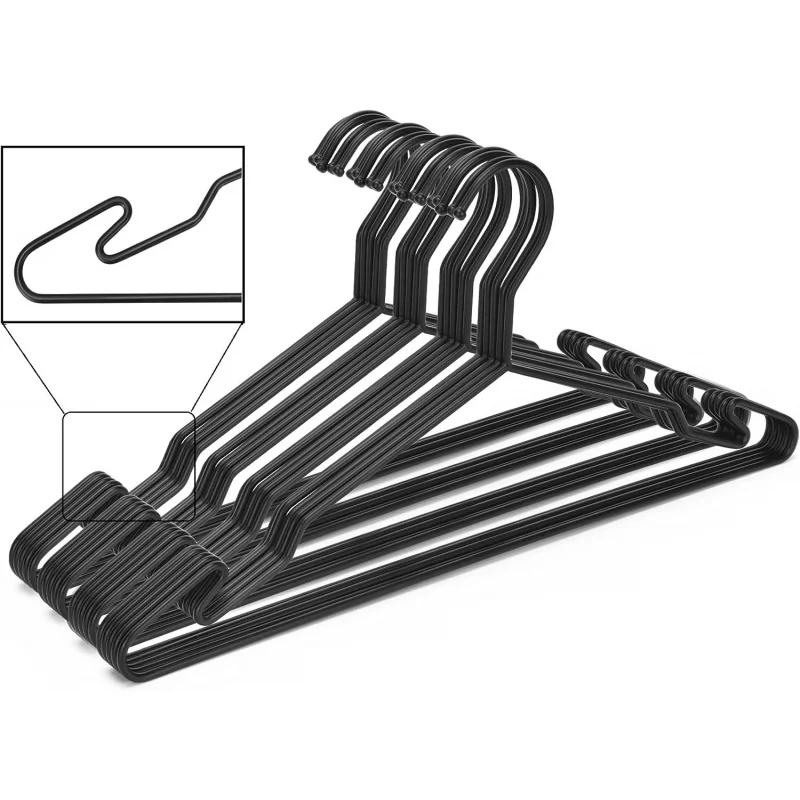 

Heavy Duty Metal Hangers - 4Mm Thick, 25Lbs Weight, Unique Hook Design, Black - 10 Pack
