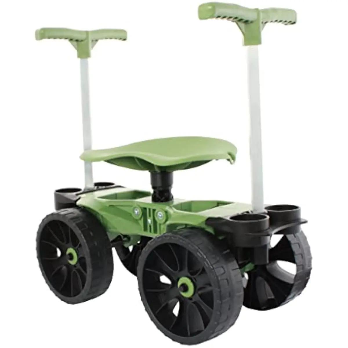 Rolling Garden Seat with 360 Swivel and Height Adjustment 15-18 Inch, Ergonomic Lift Handle Gardening Stool on Wheels for Lawn Patio Yard