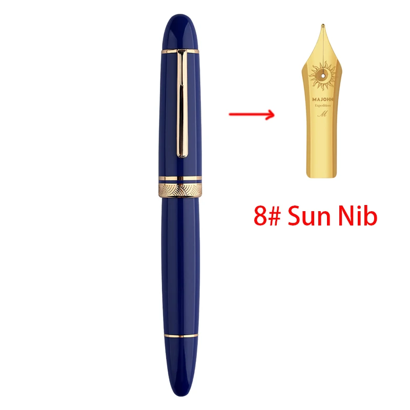 MAJOHN P140 Transparant Acryl Zuiger Vulpen Bock NO.8 F/M Penpunt Grote Inktcapaciteit Luxe Demonstrator Pen voor Schrijven