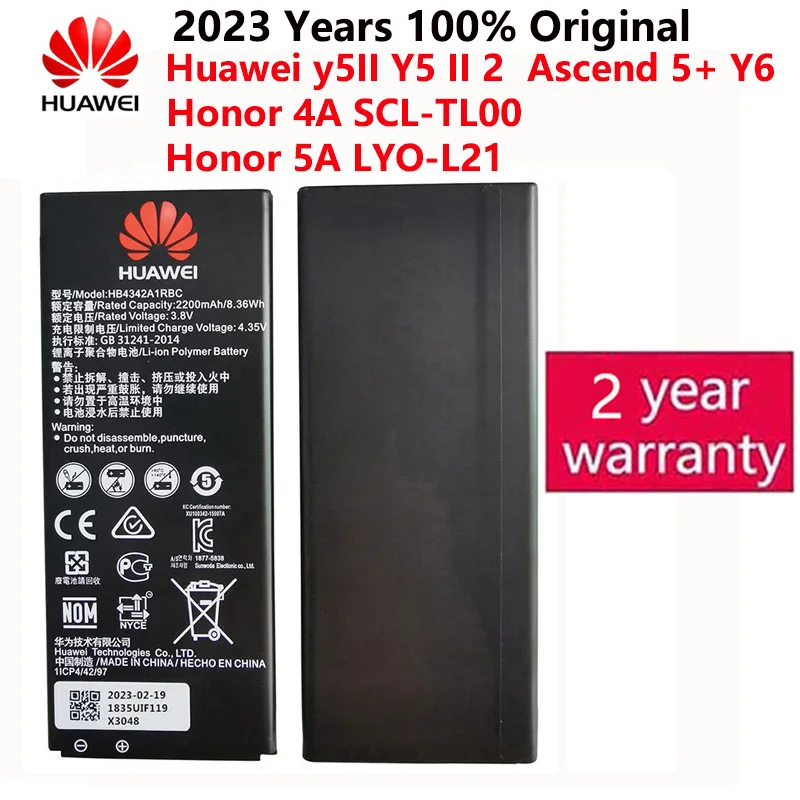 Original HB4342A1RBC Battery For Huawei y5II Y5 II 2 Ascend 5+ Y6 honor 4A SCL-TL00 honor 5A LYO-L21 2200mAh Battery