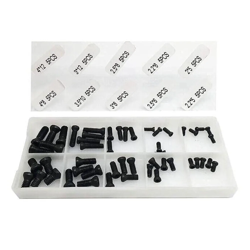 50pcs Cutter Arbor Screw Set Carbide Screws To Fix Carbide Insert On The Holders M2 M2.2 M2.5 For M3 For M3.5 4 Black