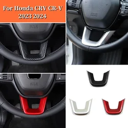ABS Carbon Fiber Red Silvery Car Steering Wheel Trim U Shape Cover For Honda CRV CR-V 2023 2024 Interior Styling Accessories