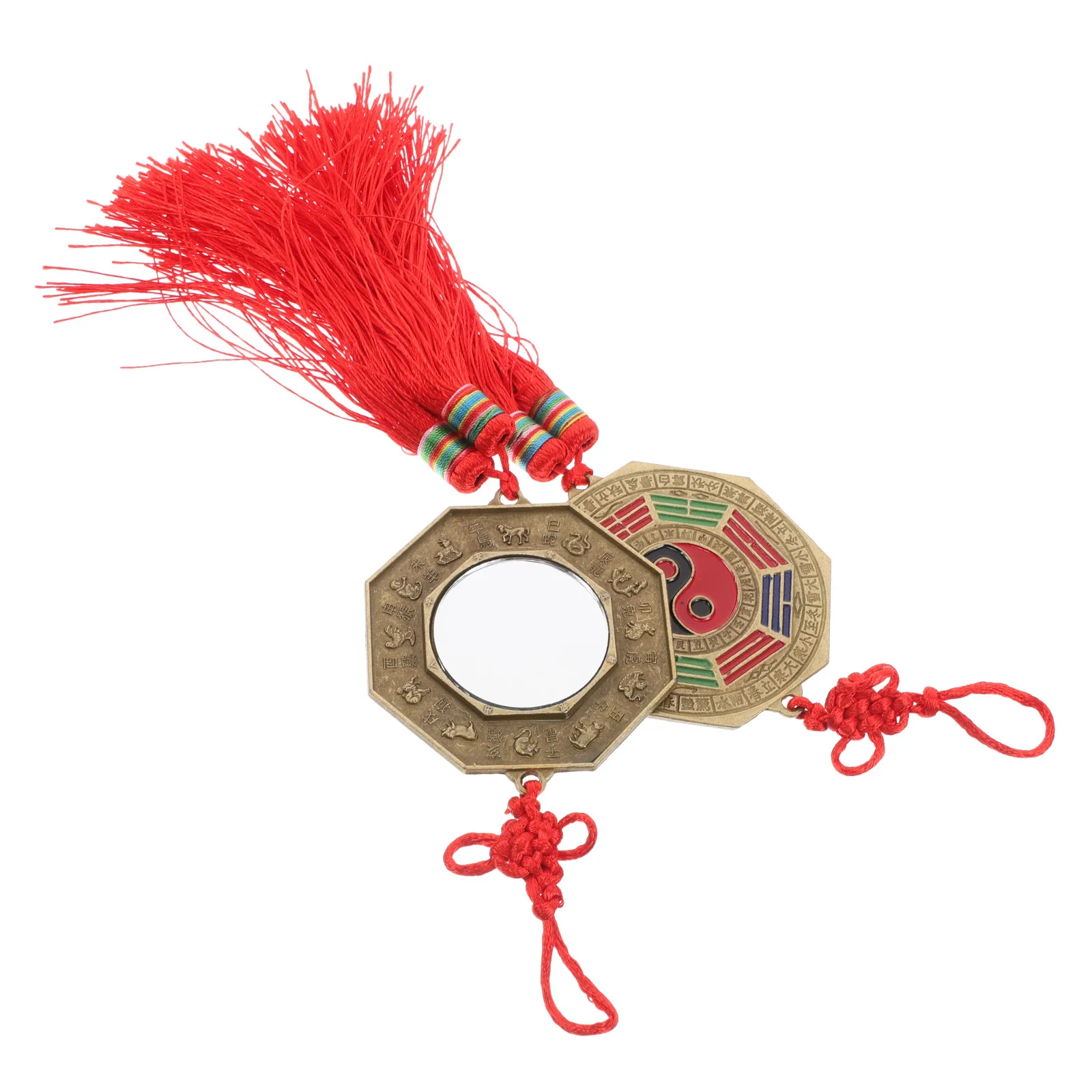 

2Pcs Traditional Feng Shui Bagua Mirror Chinese Knot Tassel Wall Hanging Ornament Blessing Pendant Home Decor Ward Off Evil Chi