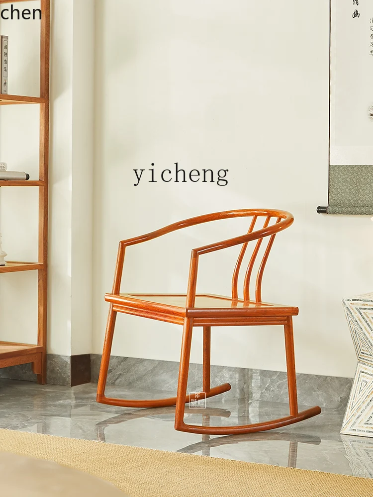YFY  Rosewood Furniture Myanmar Rosewood Rocking Chair Leisure Chair New Chinese Style Recliner