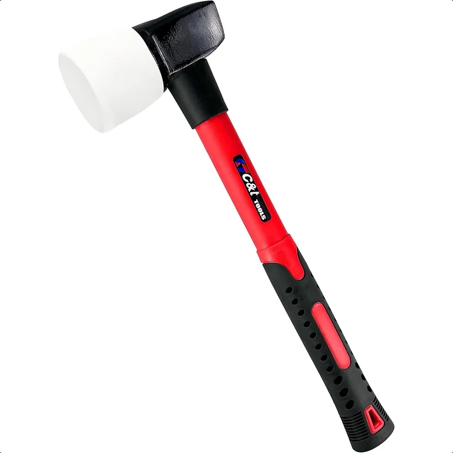 White Rubber Flooring Mallet with Replaceable HeadNonMarring Head Fiberglass Handle 1 Replacement head