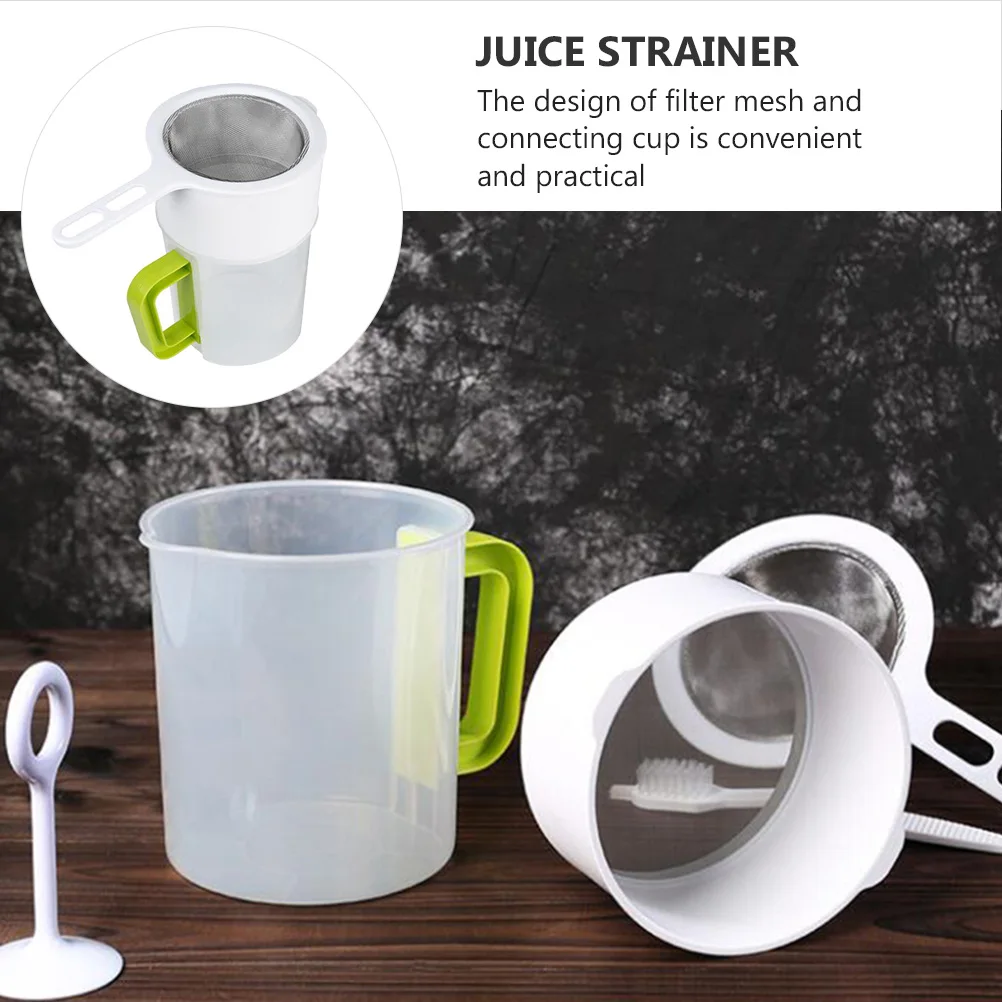 

1 set Soy Milk Filter Cup Set 1 5L 80 Mesh Brush 40 Strainer Spoon Stainless Steel Juice Fruit Tea Drinks Kitchen Bar Tools