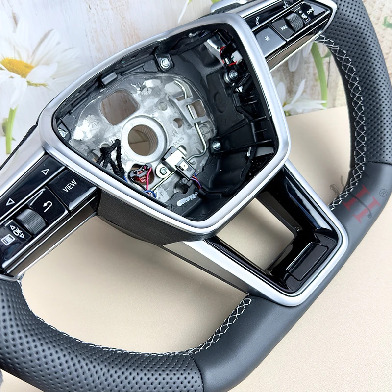 for Audi A6 A7 C8 Leather steering wheel upgraded S6 S7 RS 6 RS 7 flat bottom steering wheel sports Auto parts