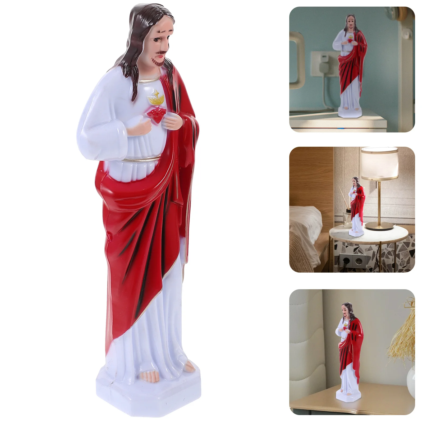 

Red Jesus Ornaments Statue Mini Figurine Easter Decoration Catholic Desktop Statues