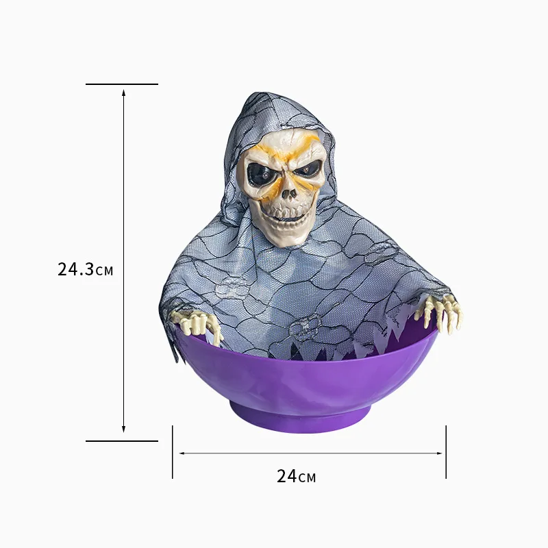 2PCS Halloween Candy Bowl Electric Fruit Tray Haunted Party Props Skeleton Bowl for Trick or Treating Halloween Party Decoration