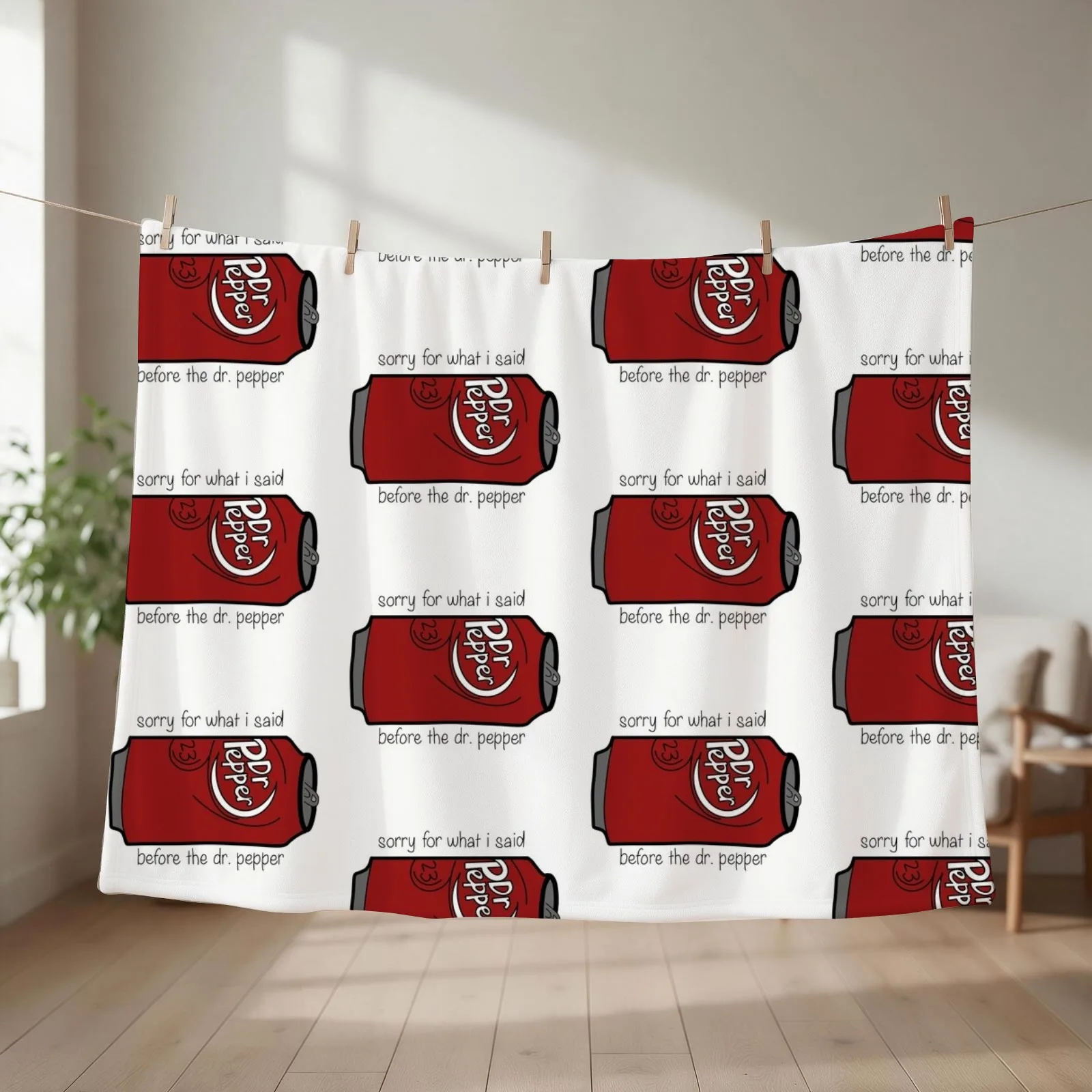 Sorry About Before the Dr. Pepper Throw Blanket couch cozy soft plush fuzzy picnic outdoor blanket