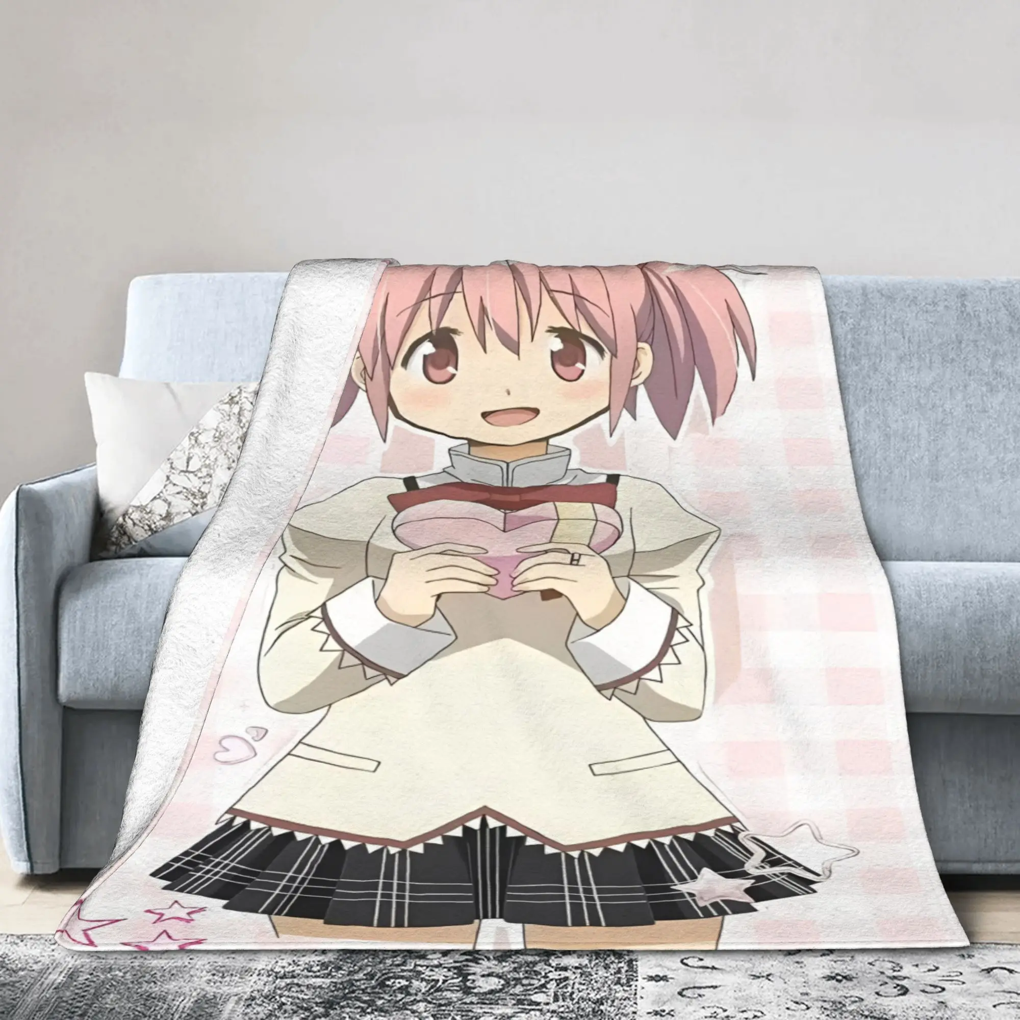 Puella Magi Madoka Magica Blanket Anime Flannel Awesome Soft Throw Blanket for Bedding Lounge Decoration