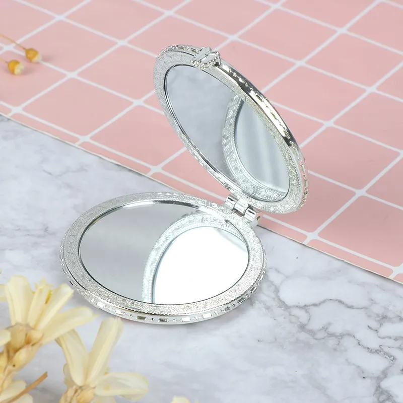 1pc Vintage Mini Makeup Compact Pocket Floral Mirror Portable Two-side Folding Make Up Mirror Women Cosmetic Mirrors