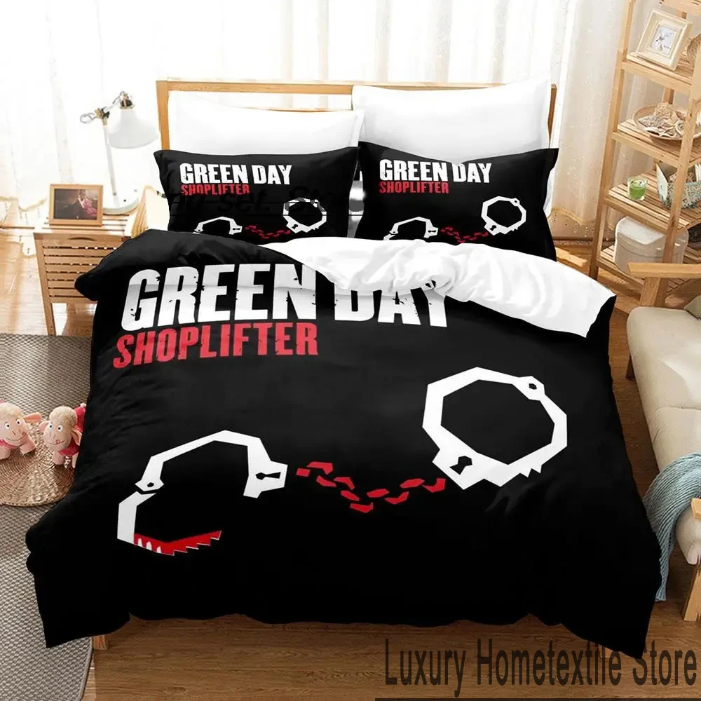 Imagem -06 - American Idiot Green Conjunto de Cama Dia 3d Print Capa de Edredão Conjunto de Cama Capa de Colcha Fronha Consolador Rei Queen Size Meninos Adulto