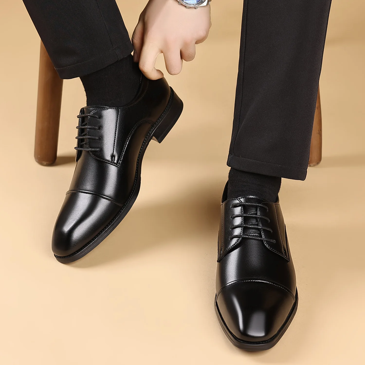 Business Formal Black Leather Shoes Men Fashion Casual Formal Shoes Classic Formal Leather Casual Shoes Zapatos De Vestir Hombre