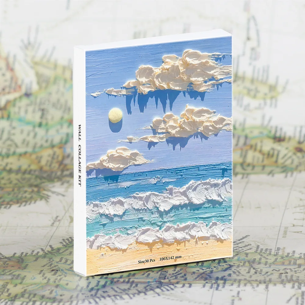 

30 Pcs/Set Oil Painting Landscape Postcard INS Style Background Wall Sticker Poster Greeting Cards Art Decorative Card