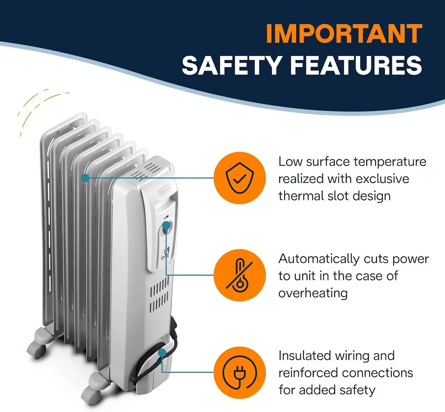 

Oil Filled Radiant Heater, 1500W Electric Space Heater - Quiet and Portable with Anti-Freeze Function & Safety Features, TRH0715