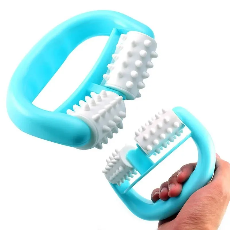 Plastic massager, plastic manual roller, double wheel round handle massager
