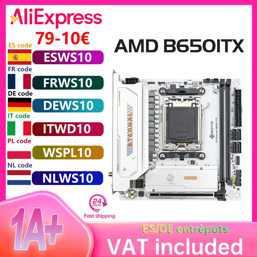 SOYO B650ITX AMD Motherboard AMD Ryzen AM5 DDR5 Supports CPU 7000