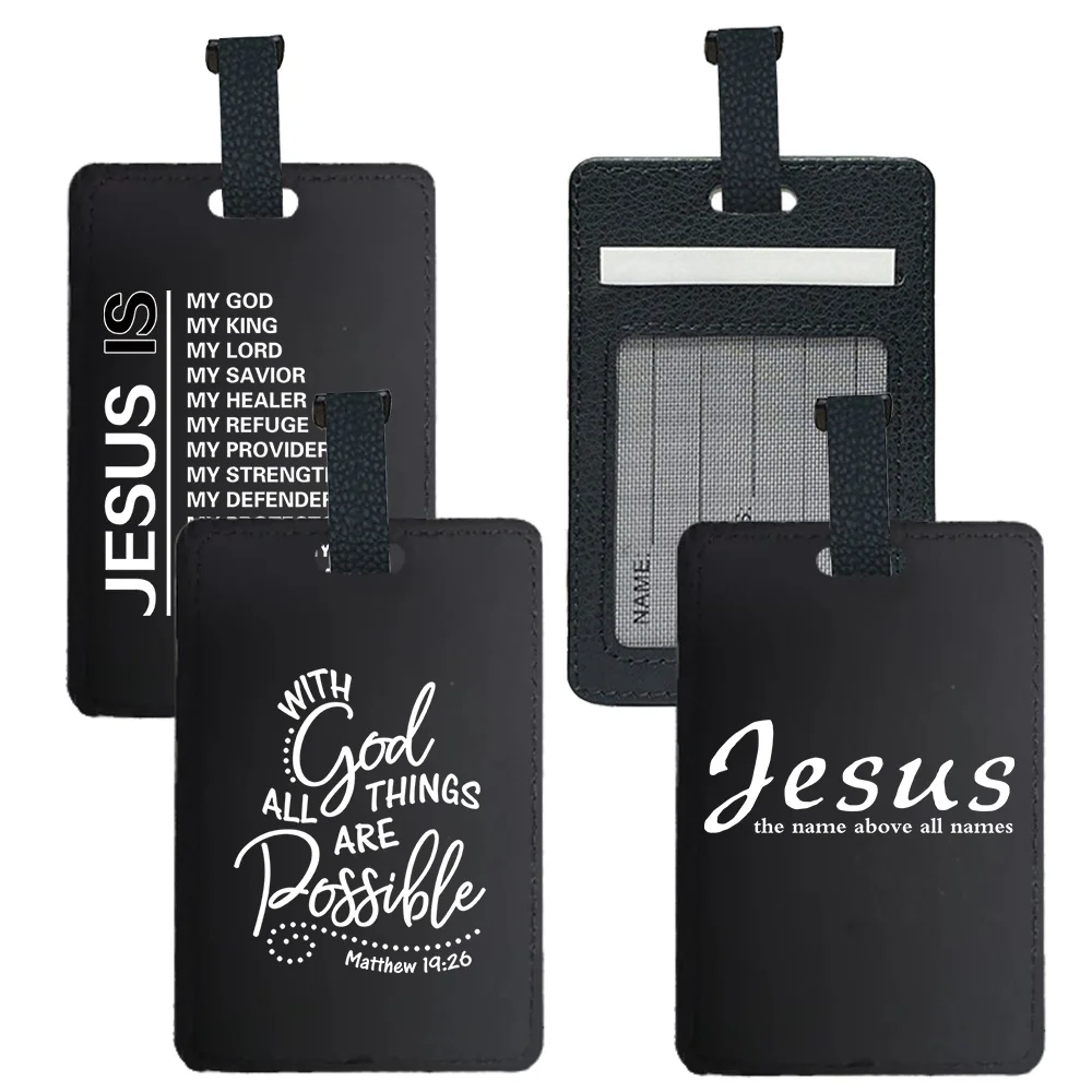 

Personalized Luggage Boarding Tag Travel Pu Luggage Tag Pass Fashion Suitcase Identifier Label Name ID Address Jesus Pattern