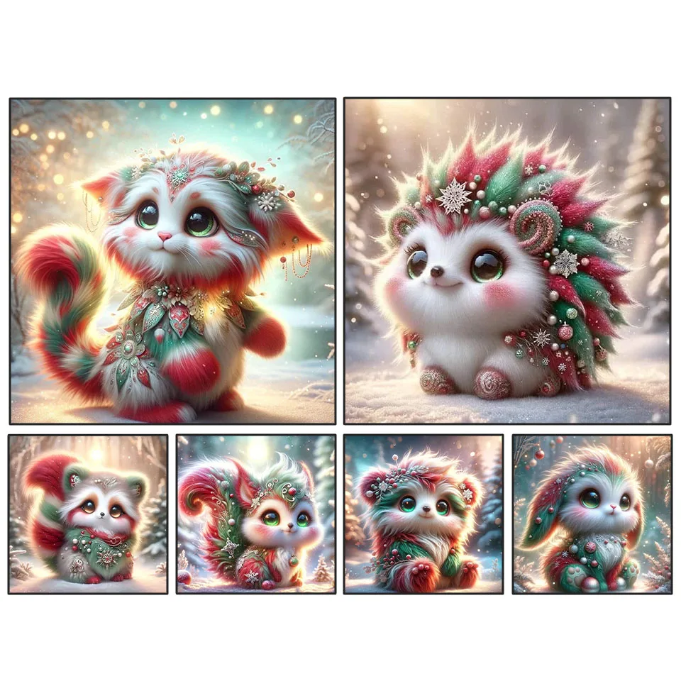 Christmas Diamond Painting Kit DIY Christmas Color Animal Rhinestone Cross Stitch Handmade Mosaic Home Decor Gift