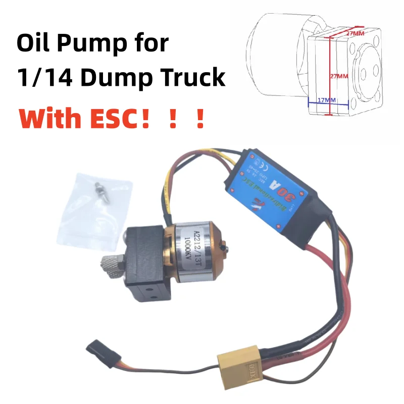 Hydraulic Oil Pump with ESC for Tamiya 1/14 RC Truck Sca 770s Man Benz Volvo King 1:14 RC Tractor Trailer Upgrade Parts
