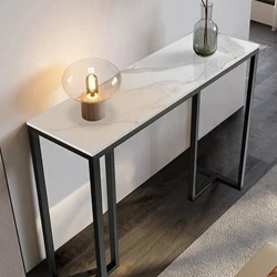 Marble Console Table Modern Accent Side Stand Sofa Entryway Hall Furniture Storage Display Table Metal Frame