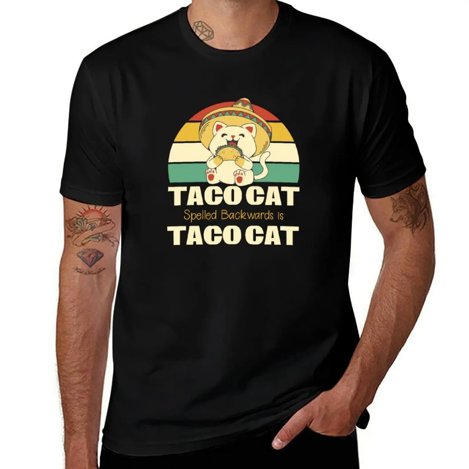 Taco Cat Spelled Backwards Is Taco Cat Retro Sunset T-Shirt Quick Dry Light Sports T-Shirt