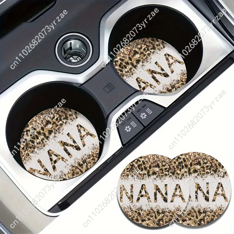 

Leopard NANA Car Coasters 2pcs Absorbent Anti Slip Car Coasters Scalding Waterproof Easy Clean Car Interior Accessories