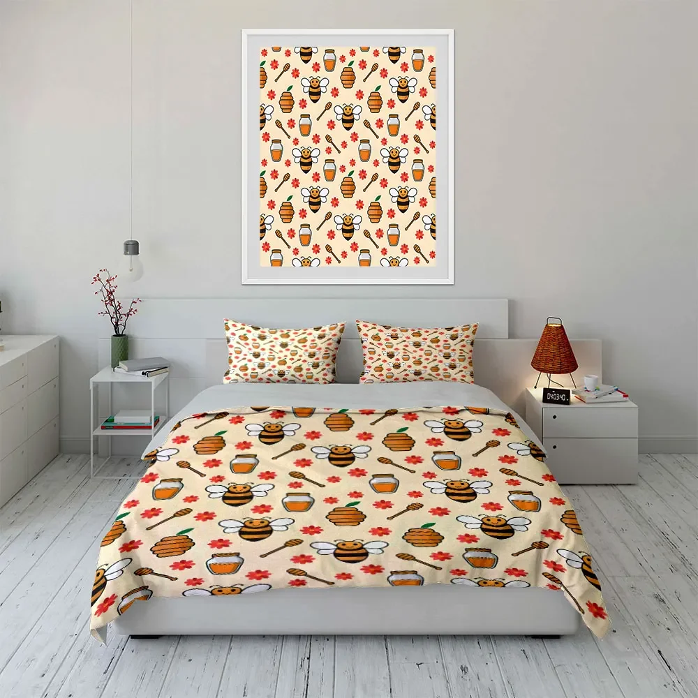 

Bee Honeycomb Jar Set - Kitchen Decor Multiple sizes kid's and adults' bedroom Exquisite 3PC bedding set, gift