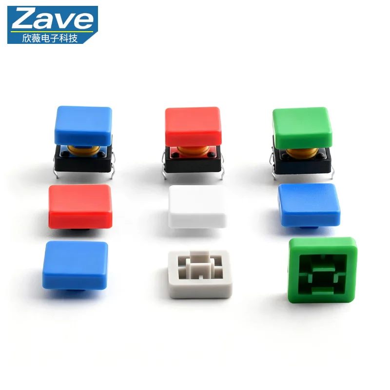 Zave A14L Integrated Long & Flat Pin Keycap, 12*12*7.3 Square Tactile Button, 12*5.6
