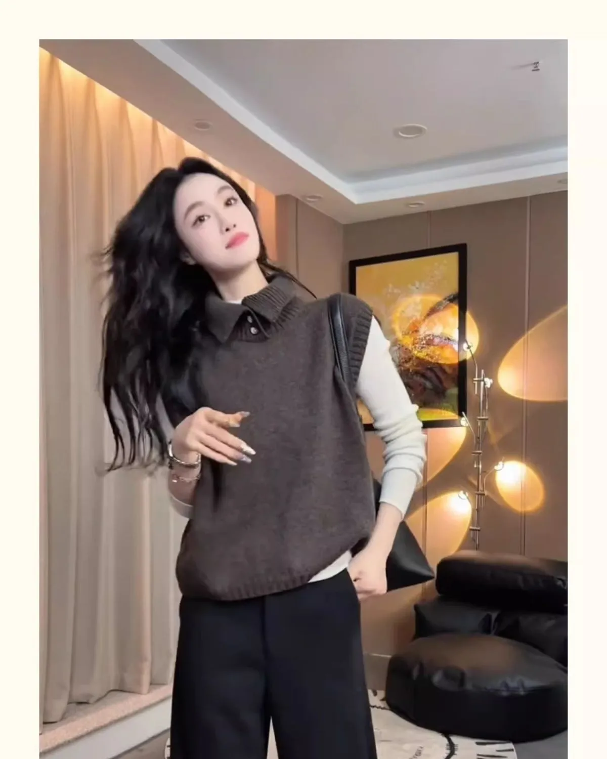 Gilet maglione lavorato a maglia alto Ne da donna Casual Sle Loose Fit Lungo Sve Abbigliamento interno Stratificazione Faion Autunno Inverno Tempo libero