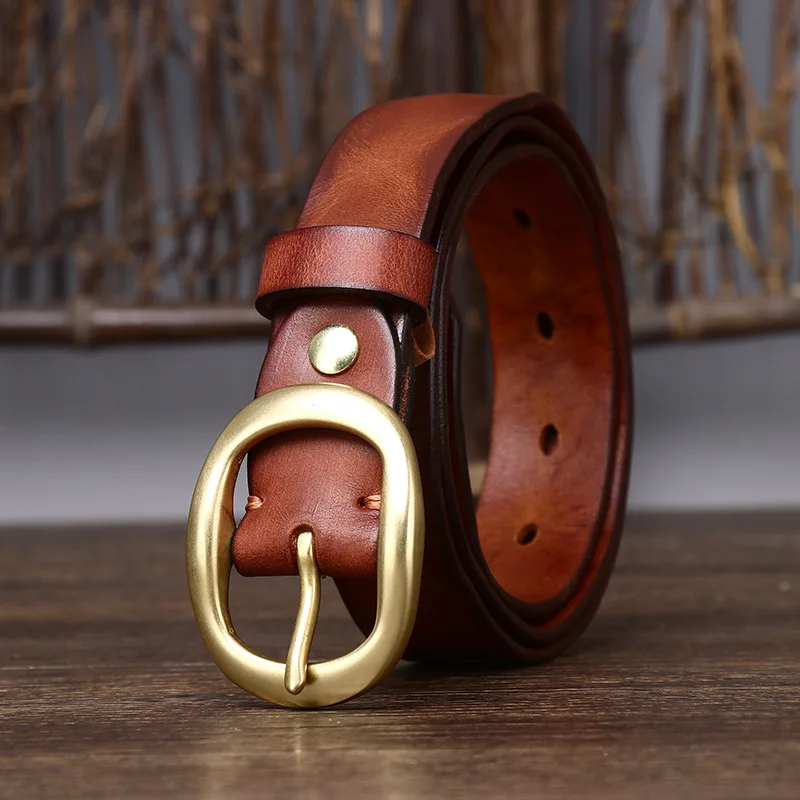

2,8 см новый ретро плиссированный модный дизайн женский ремень с медной пряжкой из натуральной яловой кожи джинсовые ремни женский поясной ремень