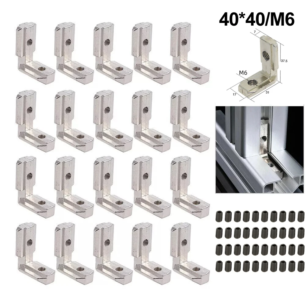 Zinc Alloy CNC Routers Corner Suportes, Modelos Compatíveis Perfil Parafusos, 40Pcs
