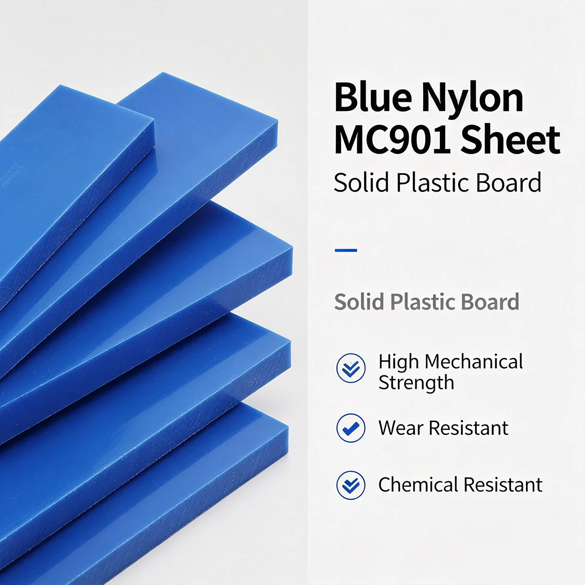 Blue MC Nylon Sheet, High Strength Wear‑Resistant Plastic Plate for Mechanical Processing, Custom Cutting Available