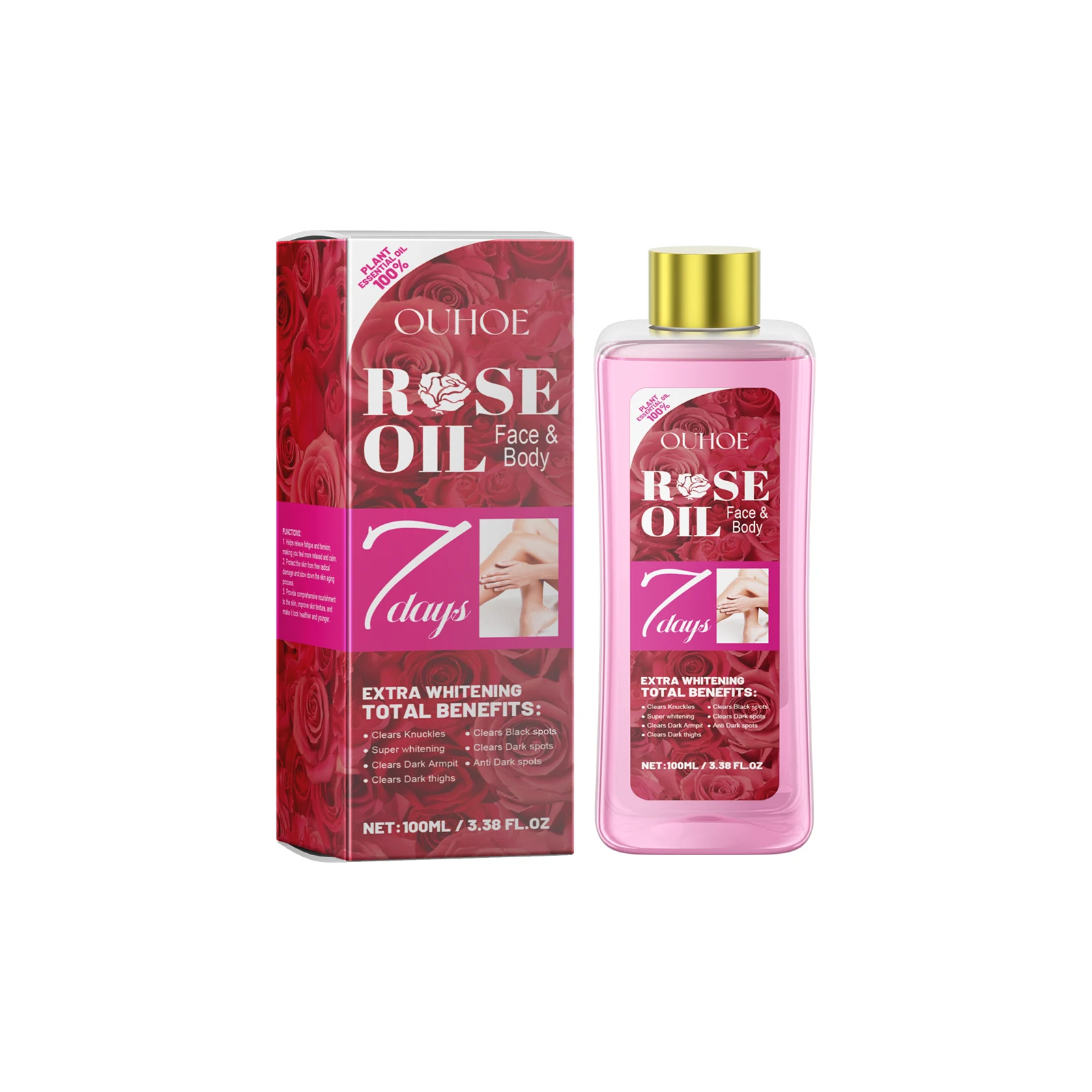 

OUHOE Rose Body Oil Relieves Dry Skin And Moisturizes Body Skin Massage Care Oil 2pcs