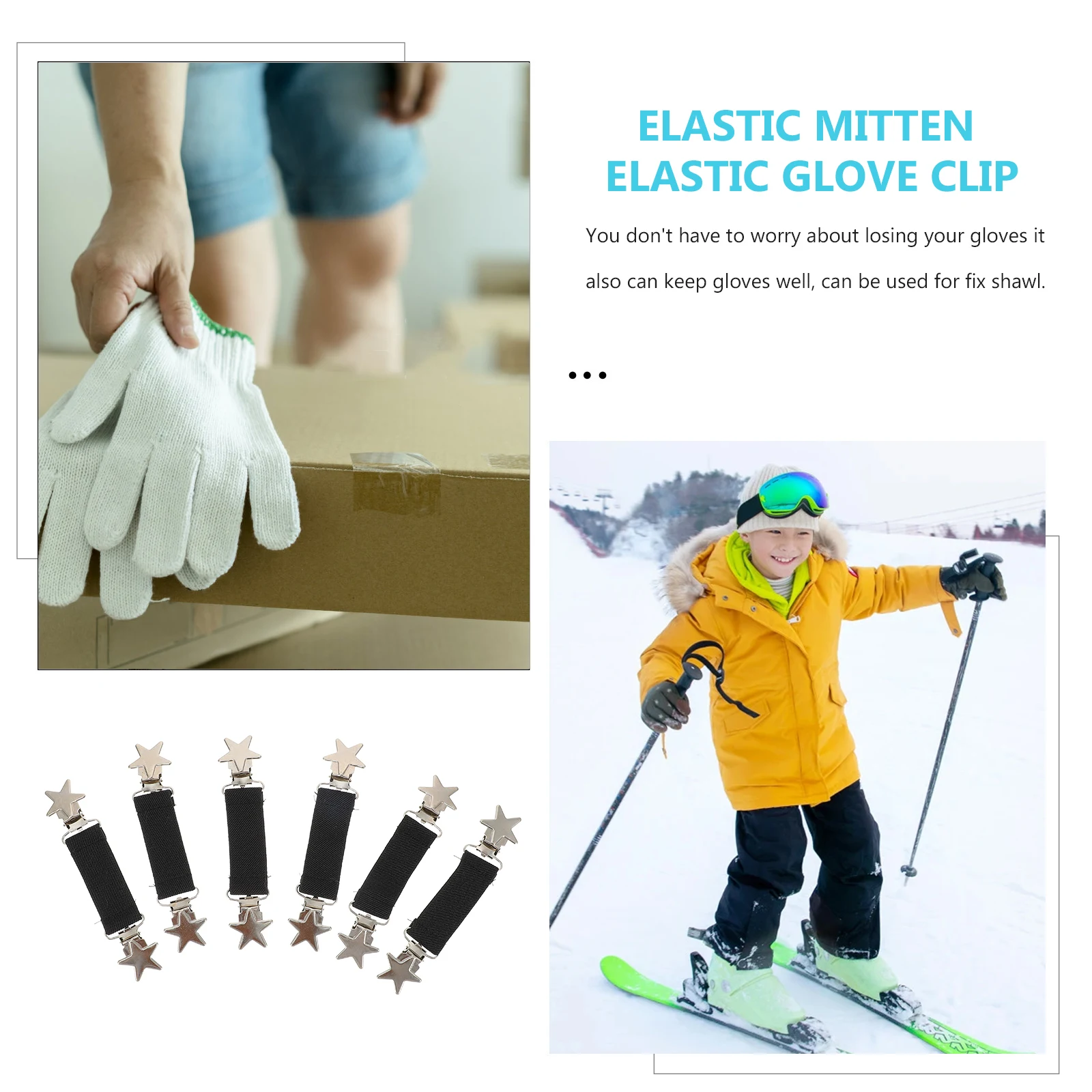 

6Pcs Multifunctional Glove Holder Elastic Clip For Shawl And Mittens