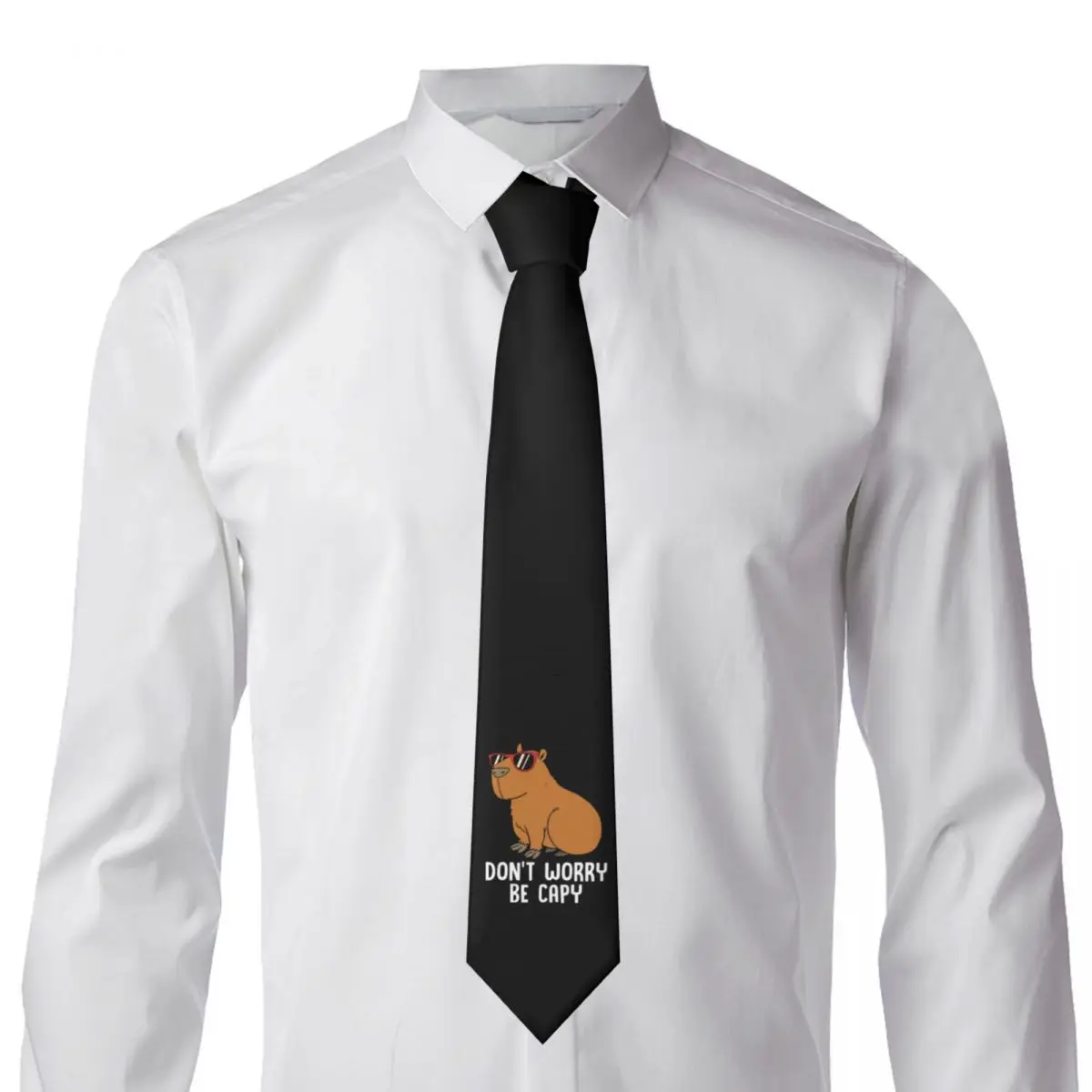 Dont Worry Capybara Necktie Men Customized Silk Wild Animals Of South America Neck Tie for Office