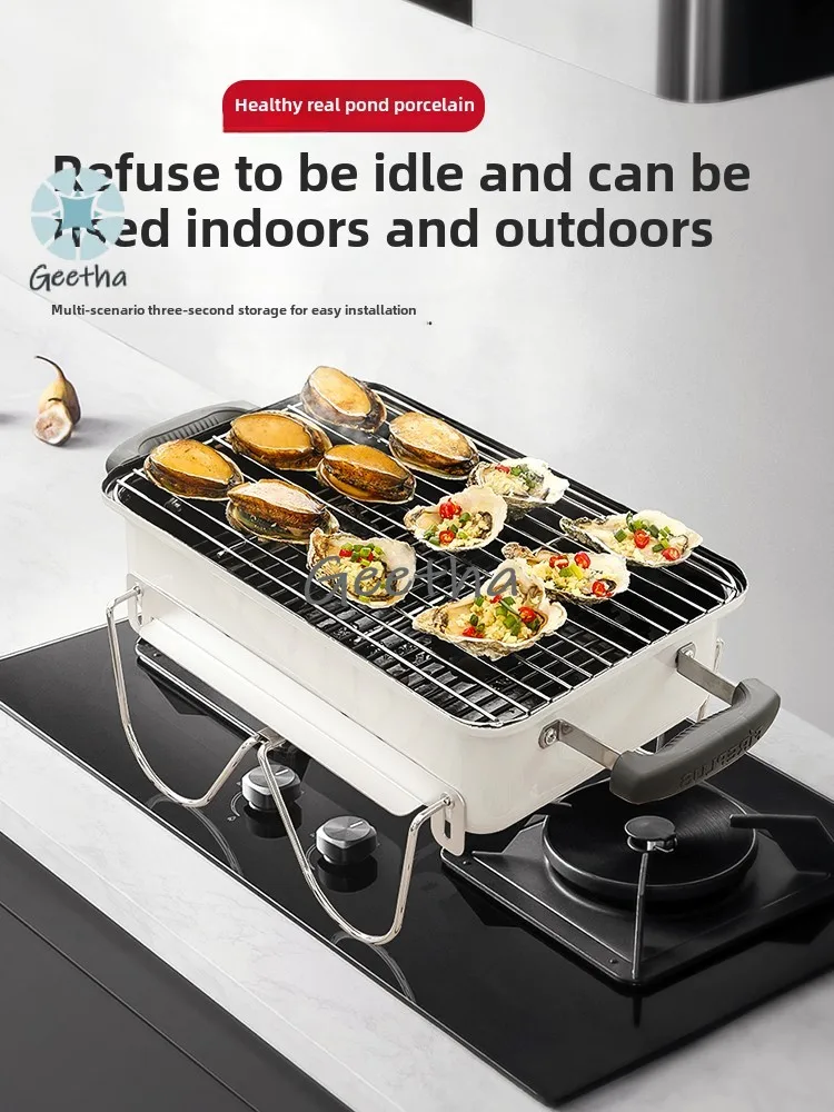 Queimador churrasqueira a carvão doméstico churrasqueira carro acampamento ao ar livre dobrável portátil churrasqueira espetos fogão