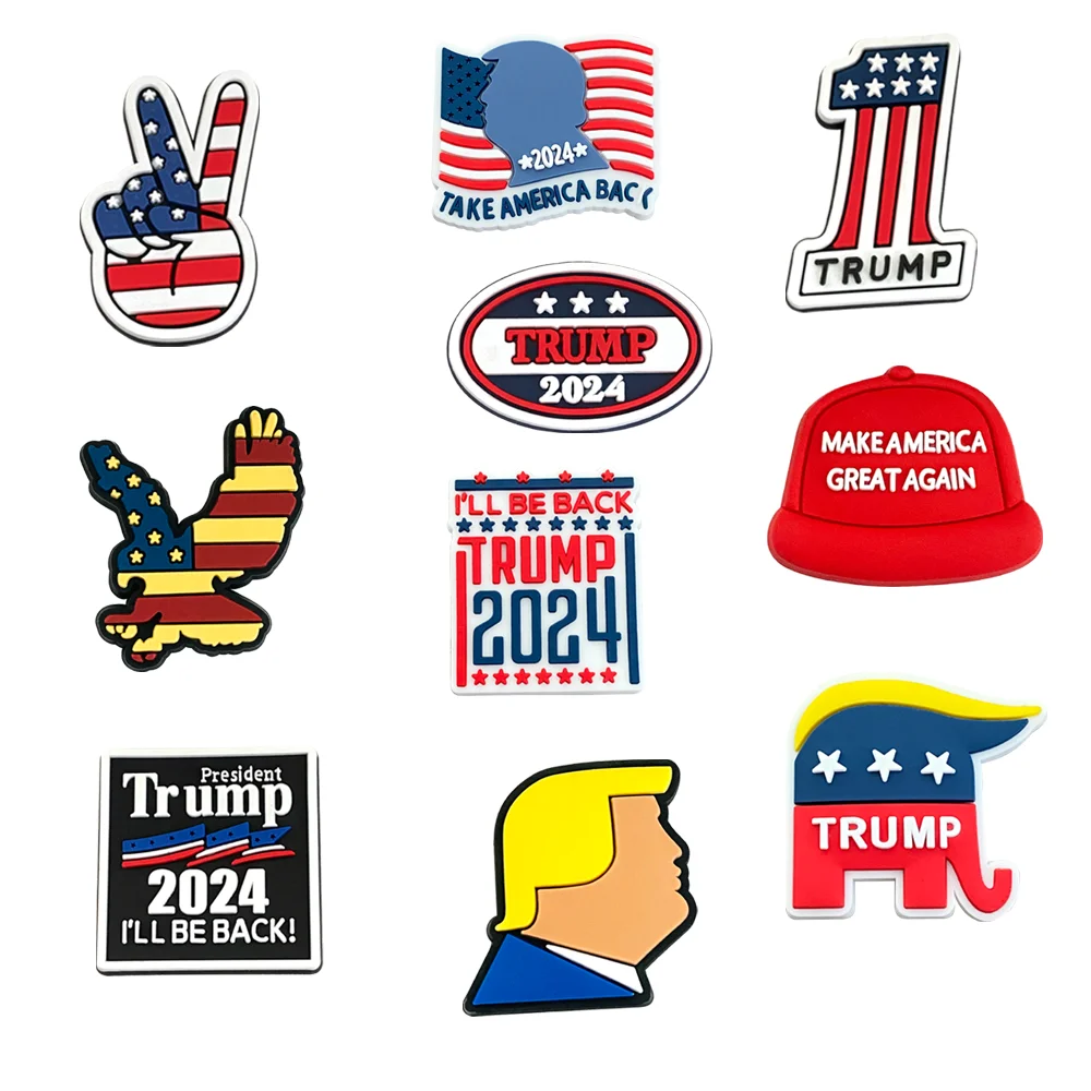 1PCS Trump US Presidential Election Shoe Charms for Sandals Decoration Shoe Accessories Charms for Friends Gifts