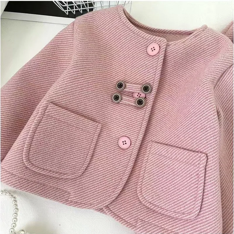 Bellbell Herbst Kinder Mädchen 2-teiliges Kleidungsset, einfarbig, 1-6 Jahre, Kinder Mädchen Mantel Anzug, elastische Taille, Baby Mädchen Weite Hose – Detail 4