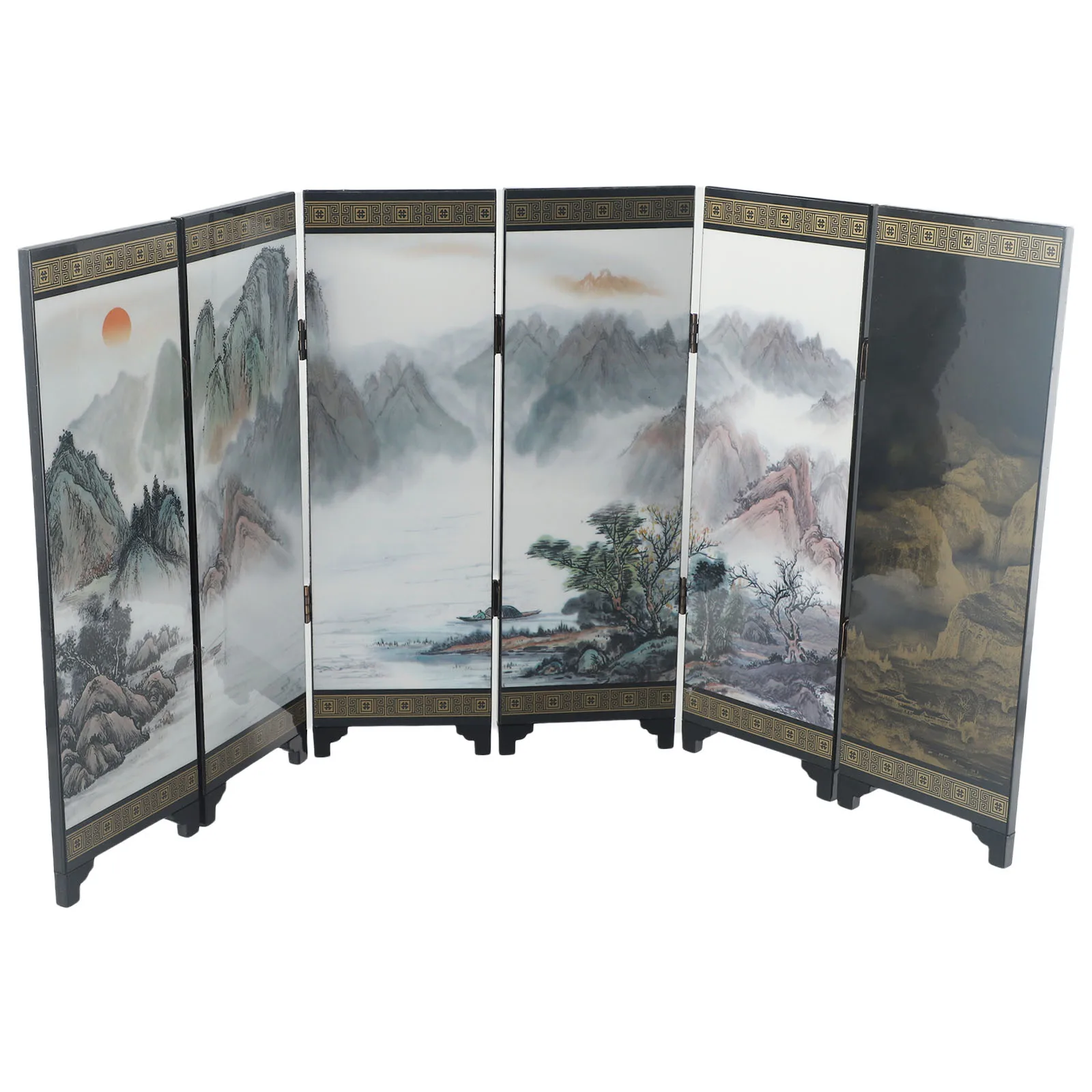 Mini Screen Commemorative Screen Divider Home Office Wall Privacy Wooden Retro Mini Folding Home Room Decorations