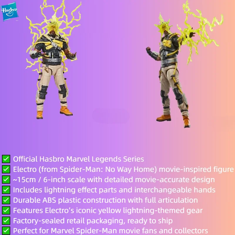 【IN STOCK】Hasbro Marvel Legends Spider-Man: No Way Home Electro 6" Action Figure, Official Collectible Toy Gift view 2