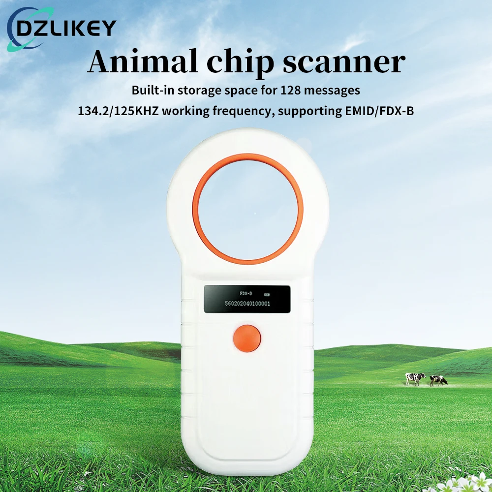 

Lector RFID 125khz/134.2KHz Pet Chip Reader CSV CKU/NGKC Cat Dog Horse Shepherd Kennel Universal Animal Chip Scanner FDX-B