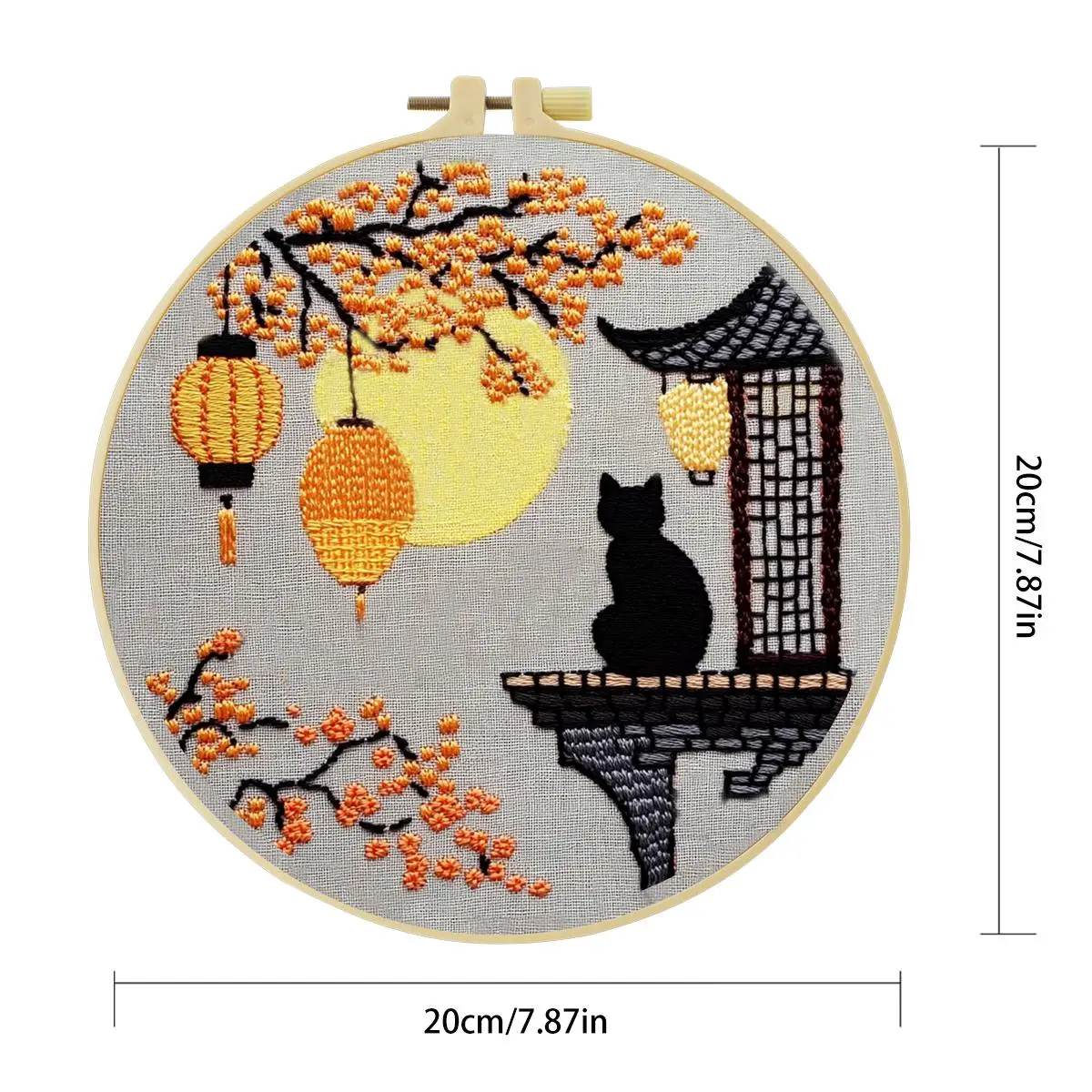 1 Stück 20X20CM/15X15CM 7,87/6,3 Zoll Katzen-Stickerei-Starter-Kit DIY-Kit DIY-Stickerei-Set Handarbeiten Nähkunst-Set für Anfänger – Detail 3
